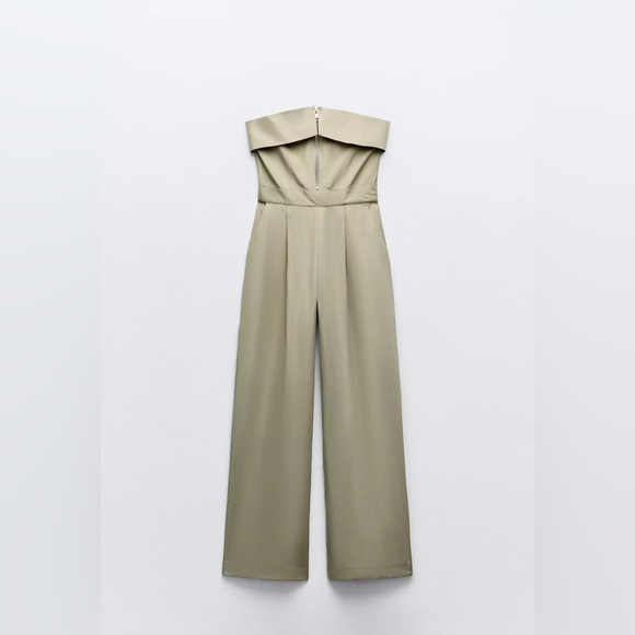 ZARA NWOT STRAPLESS ZIPPER JUMPSUIT - Picture 1 of 2